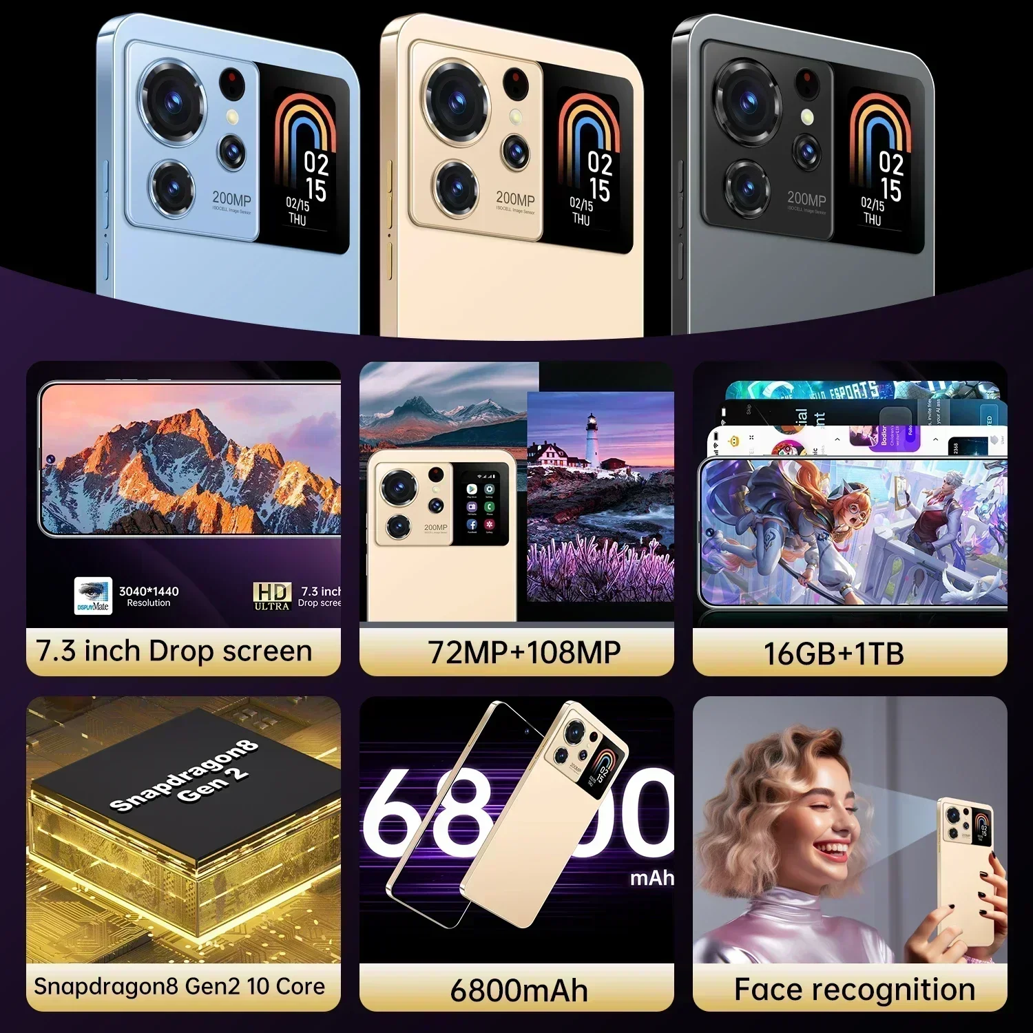 S25 Ultra New Смартфон 5G 7 3-дюймовый Android 13 высокой четкости Snapdragon 8 gen2 10-ядерный телефон