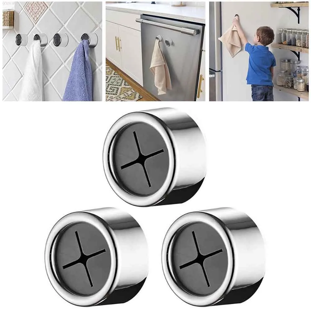 

3pc Push In Tea Cloth Towel Holder Grip Hook Clip Self Adhesive Free Punch Storage Wall Rack Bathroom Home Towel Dish Towel Rack