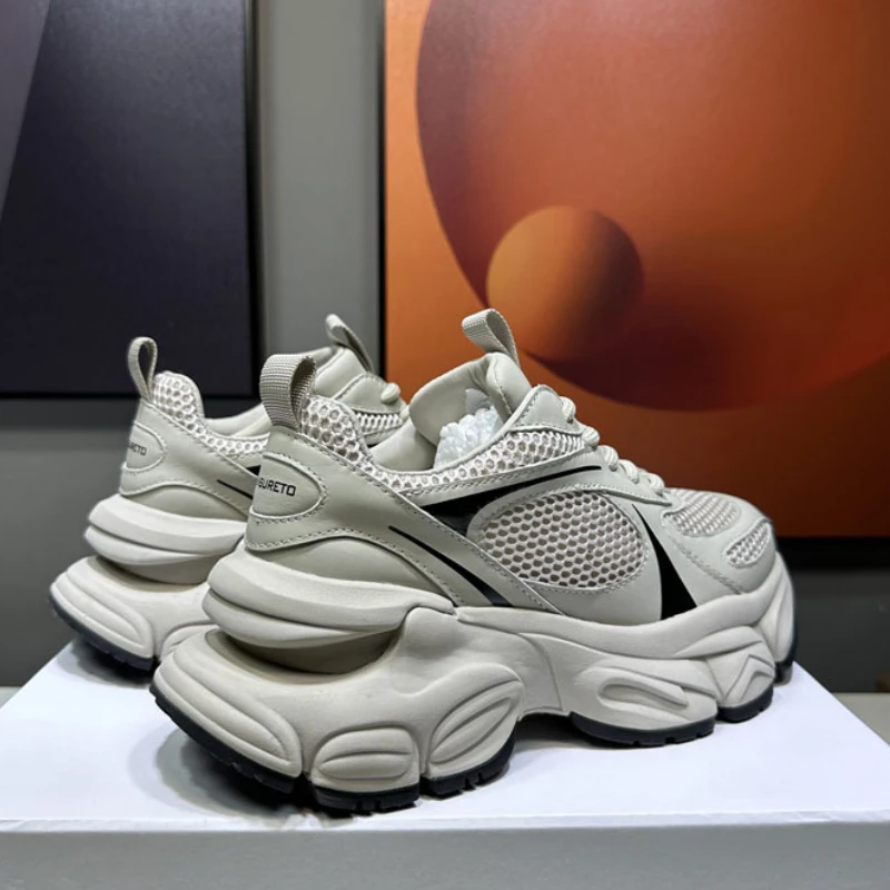 Женские сетчатые туфли на платформе 6-7 см повседневная обувь из натуральной кожи