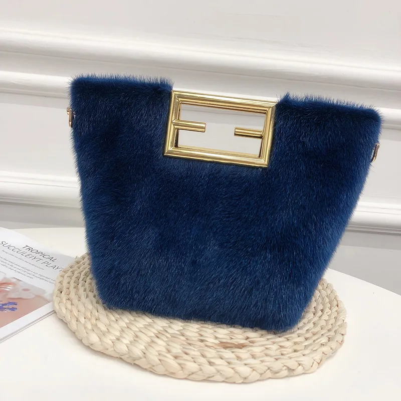 Fashion High-end New Women's Bags High-end Imported Mink Fur Bags Literary Shoulder Bags Messenger Bags Trendy Texture Handbags