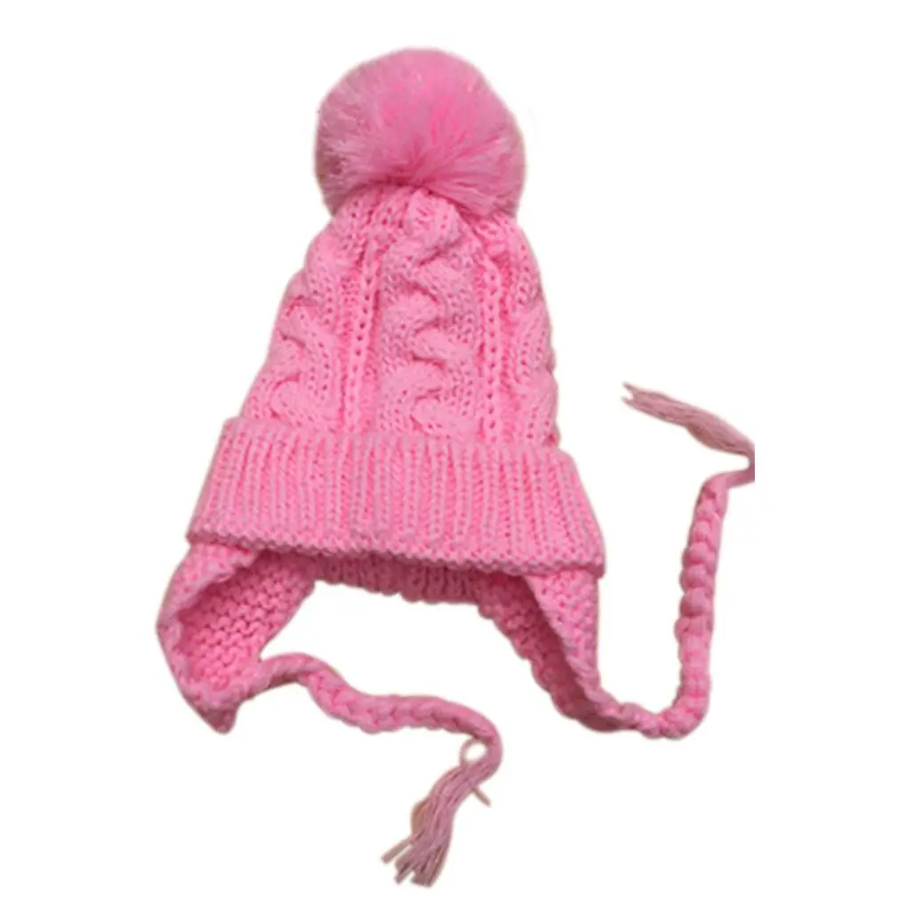 

Kids Children Knit Hat Ear Protect Solid Color Ear Flaps Cap Boy Girl Autumn Winter Warm Beanie Bonnet