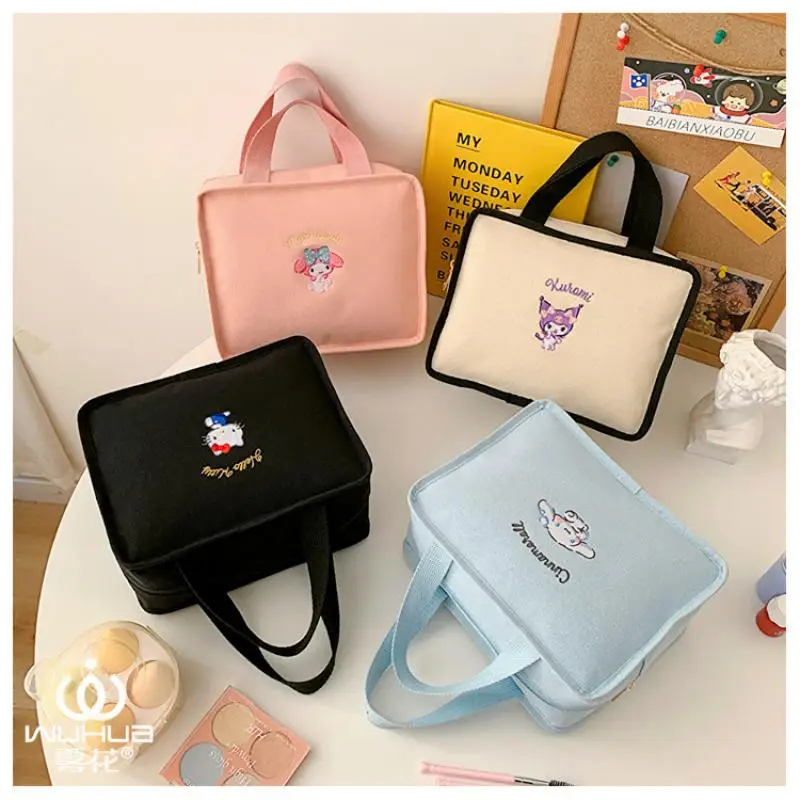 

Kawaii Sanrio Kuromi My Melody Cinnamorroll Hello Kitty Cartoon Cute Makeup Bag Handbag Large Capacity Storage Bag
