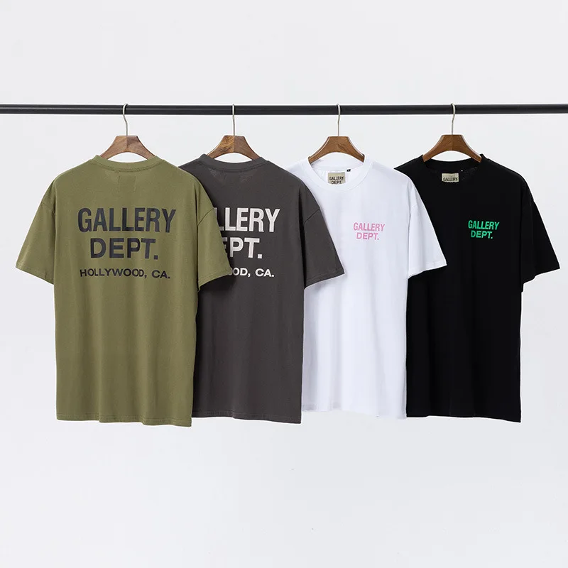 

2022 high street tide brand GALLERY retro casual loose short-sleeved men's and women's T-shirt hip-hop cotton T-shirt