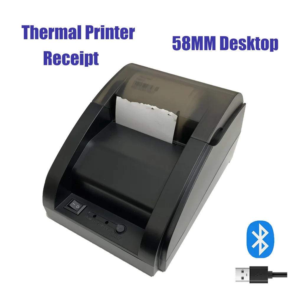 Desktop Thermal Printer Receipt 58mm Bluetooth USB Wireless/Wired Support Android/Windows System ESC/POS for Store Receipt Print