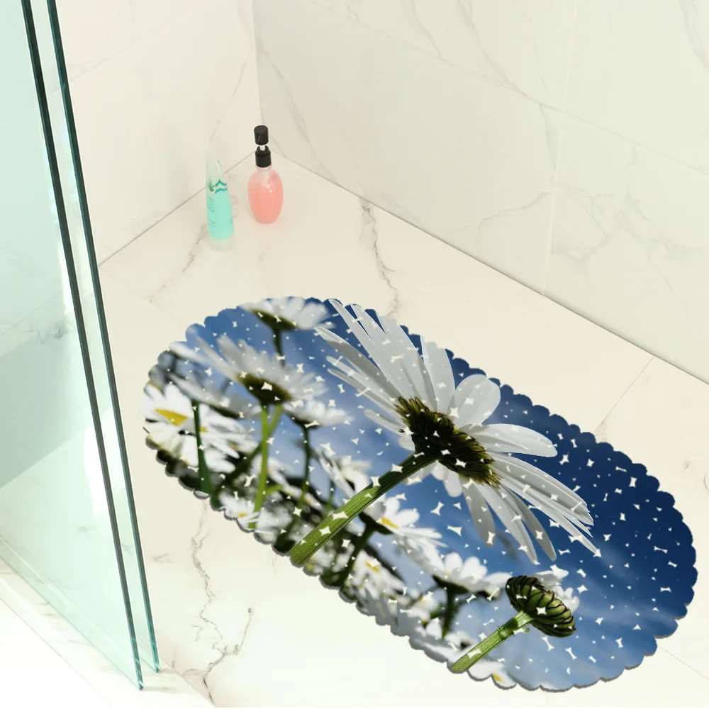

Plant Daisy Pattern Bathroom Decor Mat Non-slip Entrance Door Mats Bath Standing Rug Dropshipping Center Alfombra De Baño