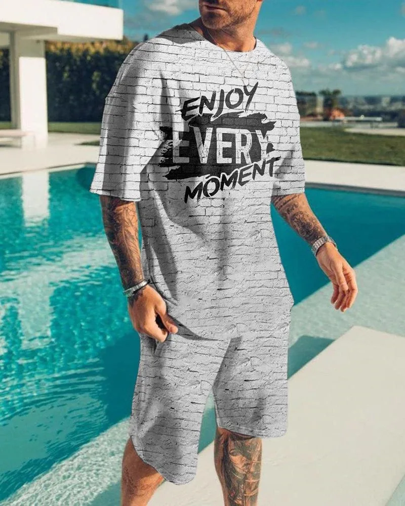 Hawaii Beach Man 2 Piece Set Fashion T-shirt + Shorts Suit O Neck Plus Size Loose Men's Set Summer Hip Hop Streetwear Outfits