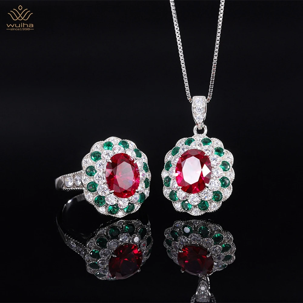 Ювелирный Комплект из кольца/подвески/ожерелья серебро 925 пробы 8 х10 мм