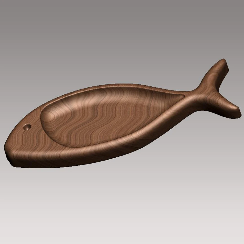 

3D Model STL File Fish Tray Serving Plate CNC Plans for CNC Router Engraving Support ZBrush Artcam Aspire Cut3d