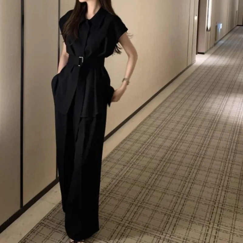 Matakawa блузка и брюки однотонные весенне-летние корейские модные элегантные