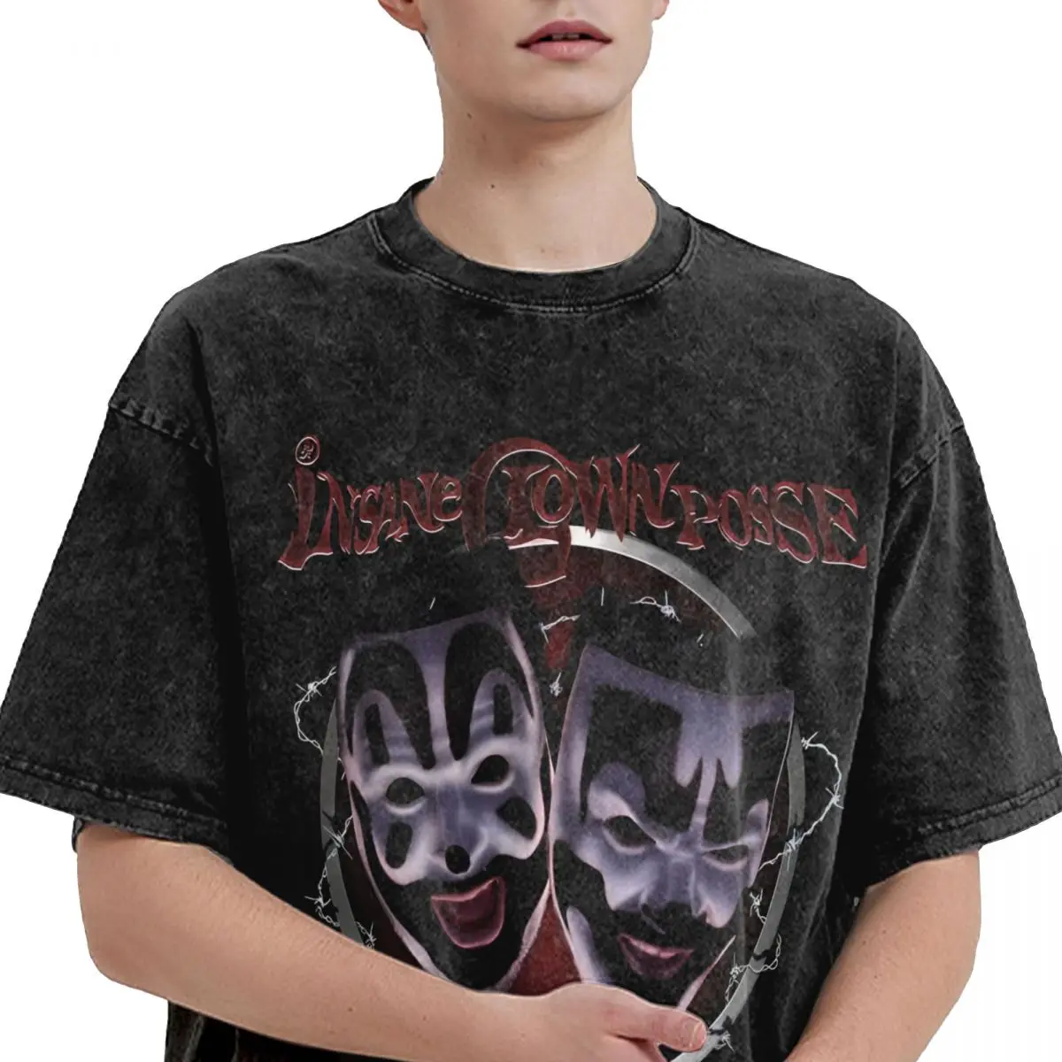 Washed T Shirt Insane Clown Posse Vintage T-Shirt Street ICP Violent J Shaggy 2 Dope 100% Cotton Graphic Printed Tees Men Women