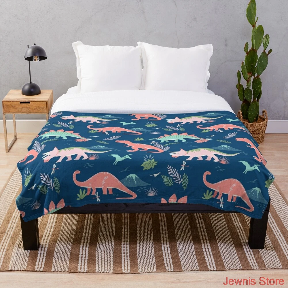 

Динозавр Юрского периода в синем Коралловом пледе, Фланелевое покрывало Sherpa, постельное белье, диван, меховое мягкое одеяло для пикника