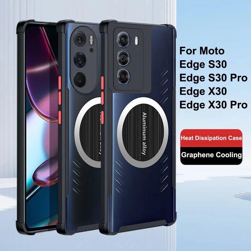 For Moto rola Edge S30 Pro 5G Case For Moto Edge X30 Pro Graphene Cover For Moto Edge S30 X30 Thermal Game Magnet + Cooling Fan