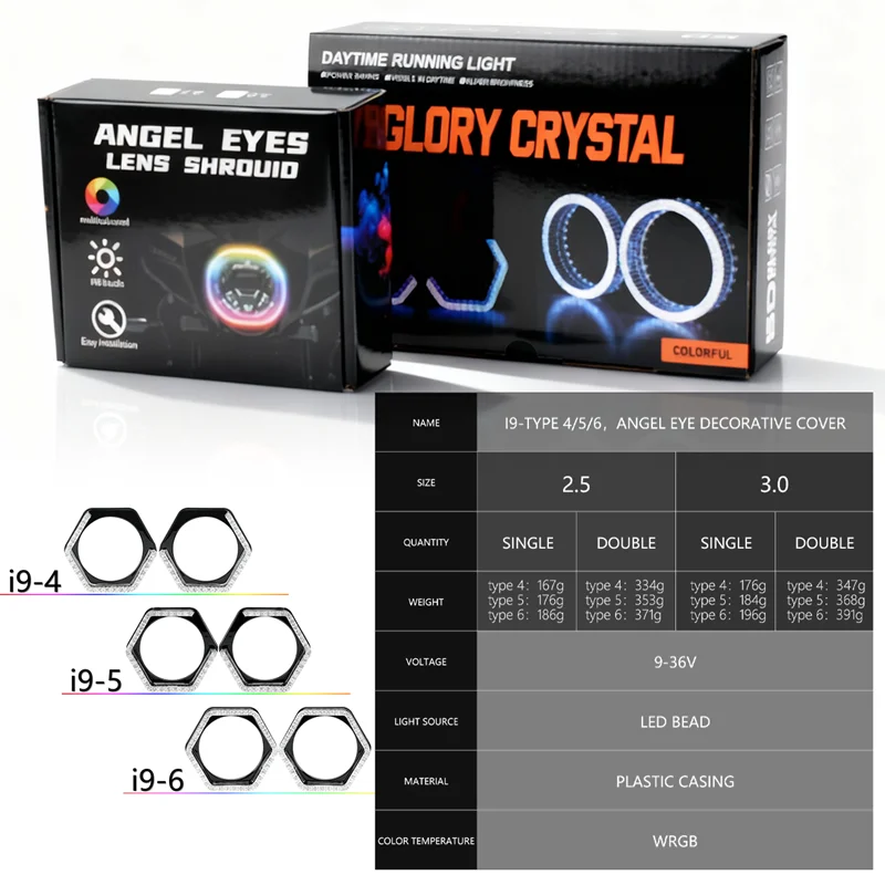 12 шт. 5D RGB светодиодные кольцевые фары Angel Eyes с функцией поворотников, управлением через приложение по Bluetooth, для мотоциклов и автомобилей (DRL) (art.: 3920d8d8eeae4) - 3920d8d8eeae4