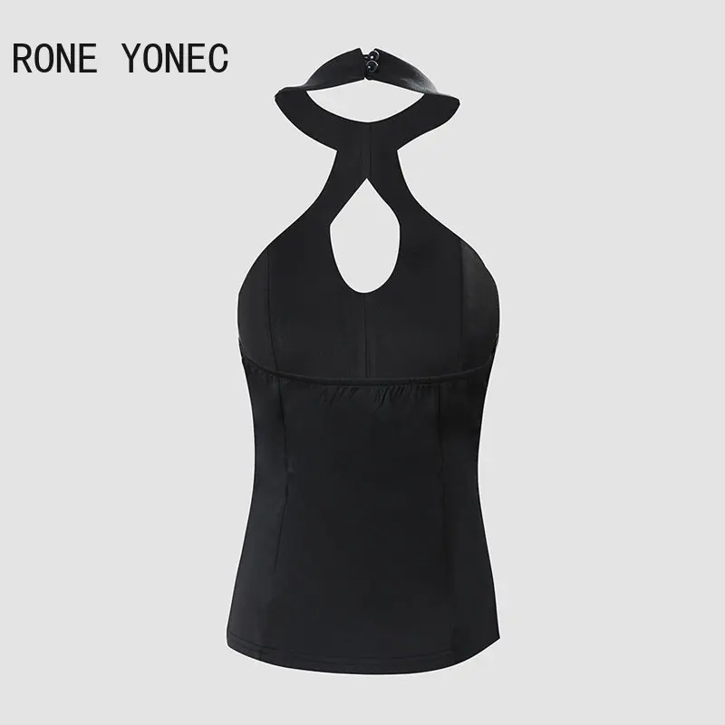 Женский укороченный топ без рукавов с вырезами и лямкой на шее