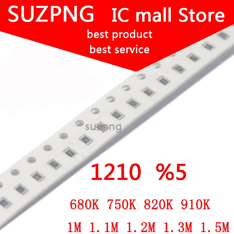 

100 шт. 1210 SMD резистор 5% K 680K 750K 820K 1M 910 M 1,1 M 1,2 M 1,3 M