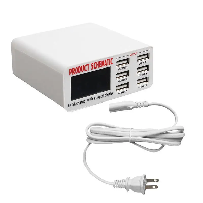 USB-концентратор настенный с 6 портами А ЖК-дисплеем |