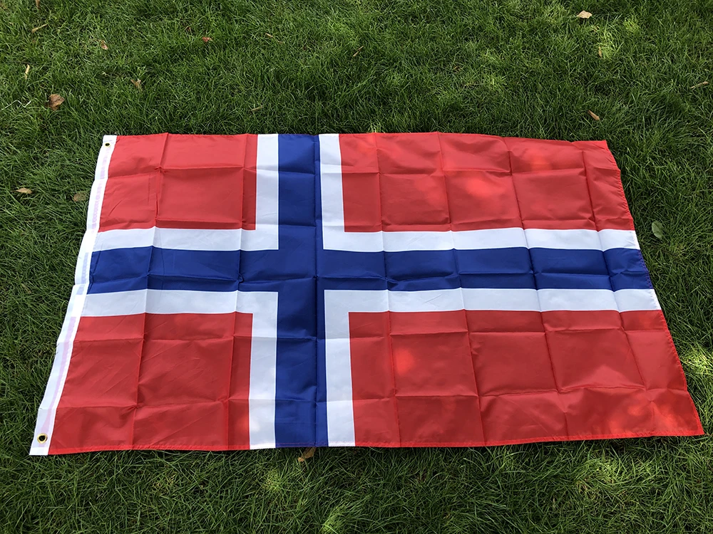 Фото Флаг Норвегии 90x150 см, Kongeriket Noreg Norge, полиэстер, стандартный, для подвешивания, баннер №2
