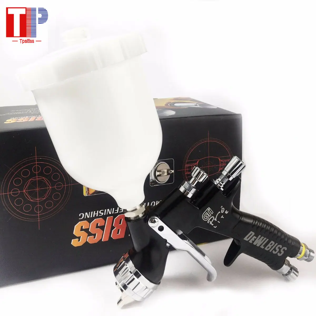 Tpaitlss Spray Gun GTI Pro Painting Gun TE20 1.3mm Nozzle Black With Mixing Cup Water Based Air Spray Gun Airbrush