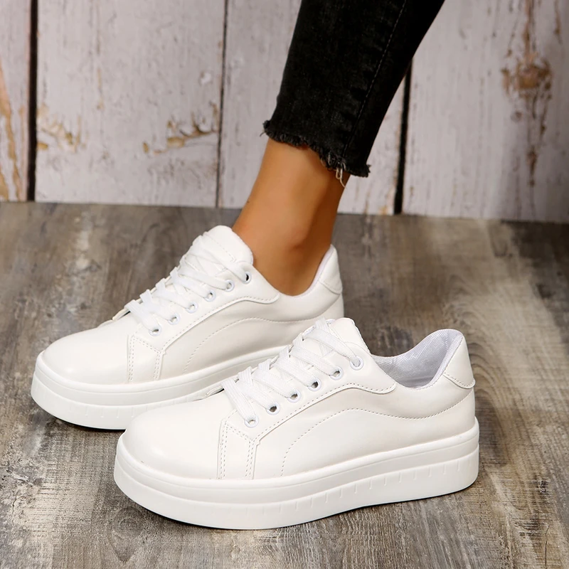 

White Sneakers Women Platform Shoes Walking Flats Fashion Sports Casual Breathable Sneakers Vulcanize Women Shoes Zapatos Mujer