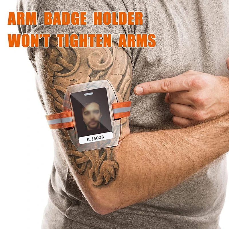 

PVC Plastic Card Holder Polyester Reflective Wristband ID Card Holder Arm Adjustable ID Badge Elastic Arm Band ID Badge Holder