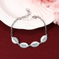custom engrarved 1 6 names bracelet stainless steel personalized family tiny unique jewelry birthday gift for mom wife