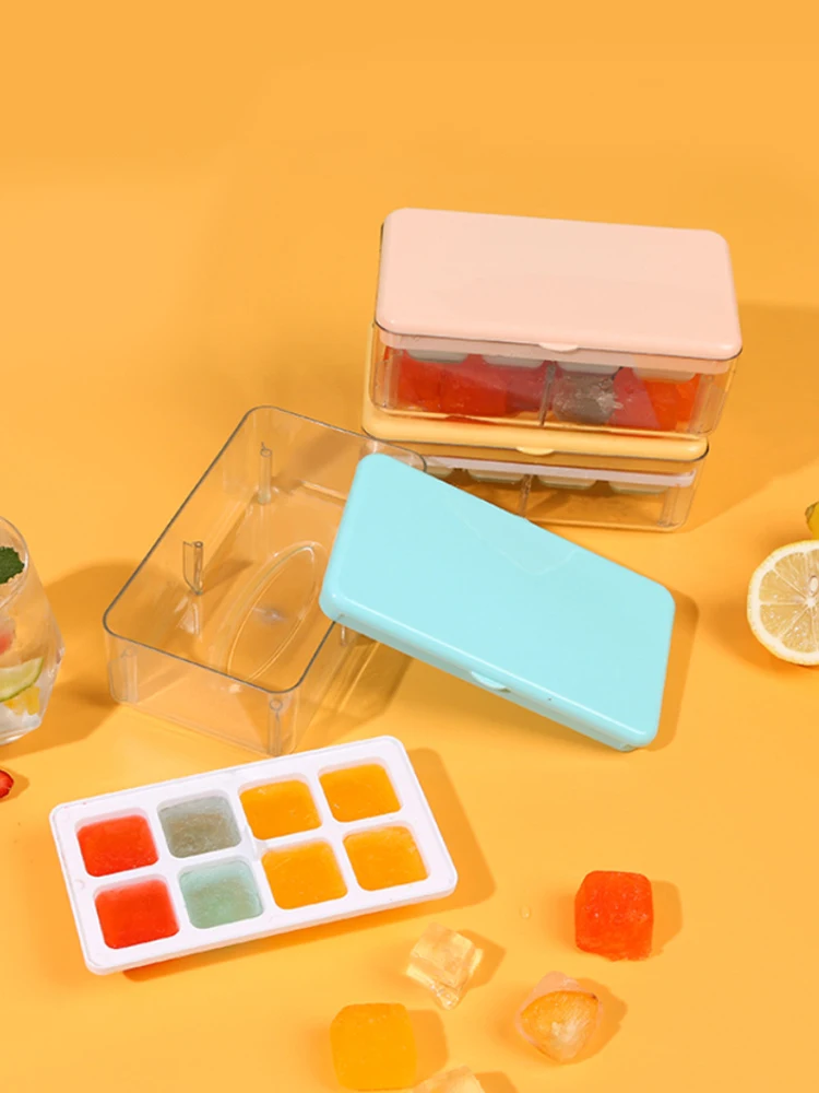 

Silicone Ice Cube Tray with Spill-Proof Lid BPA Free Easy to Solve and Flexible Makes 8 Ice Cubes Large Square Ice Cube Mold