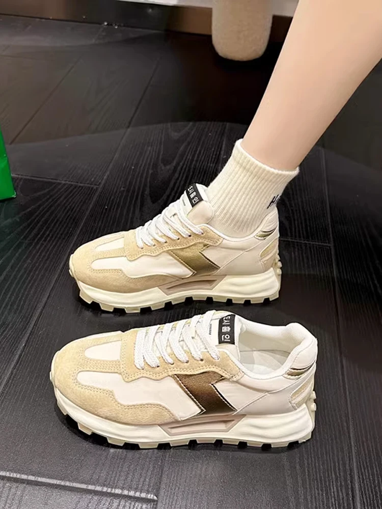 

Korean Shoes Mixed Colors Clogs Platform Casual Female Sneakers Wedge Basket 2023 Autumn Modis New Creepers Sports Fall Microfib