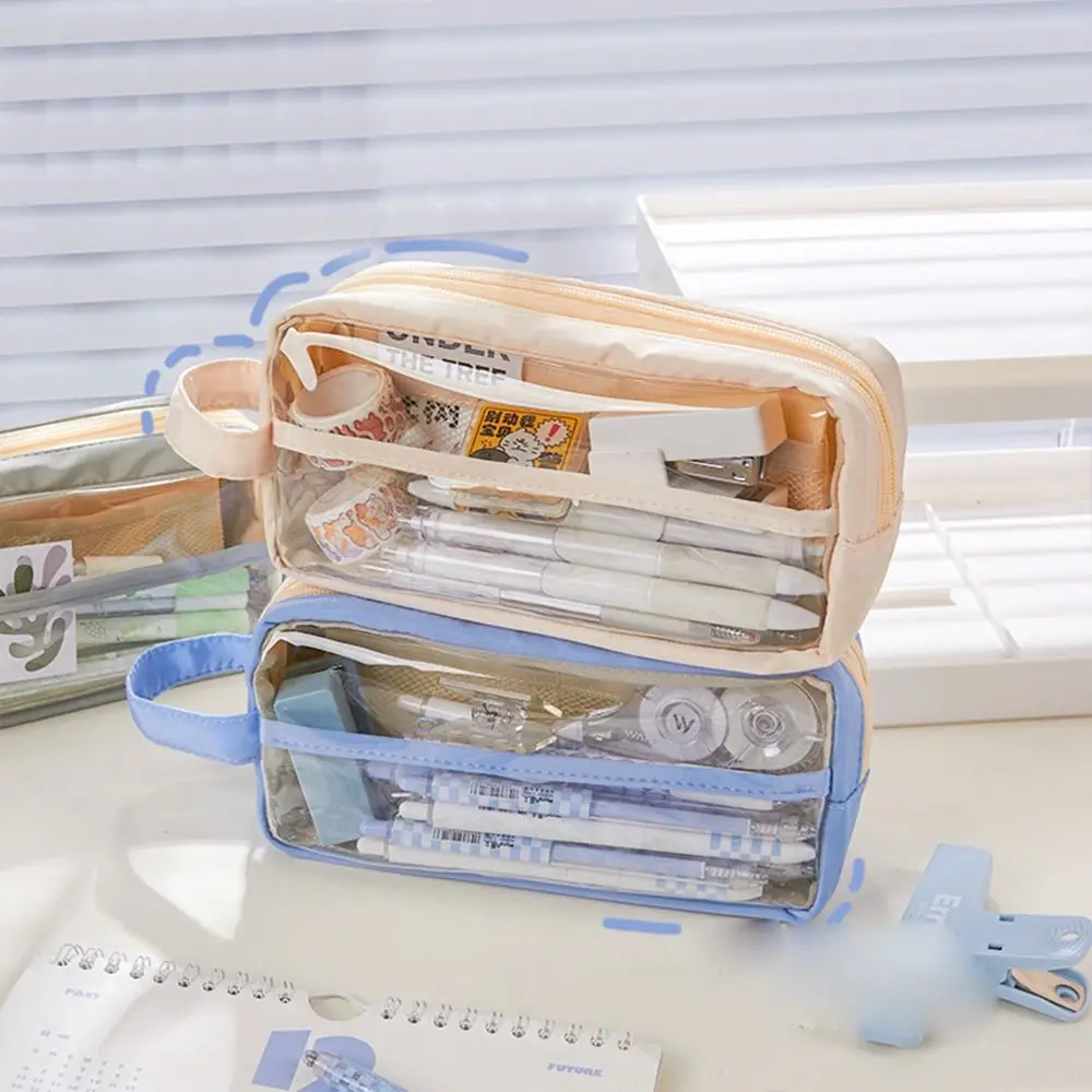 

Transparent Pencil Case Large Capacity PVC Stationery Bag Student Stationery Makeup Cosmetic Bags Children School Supplies