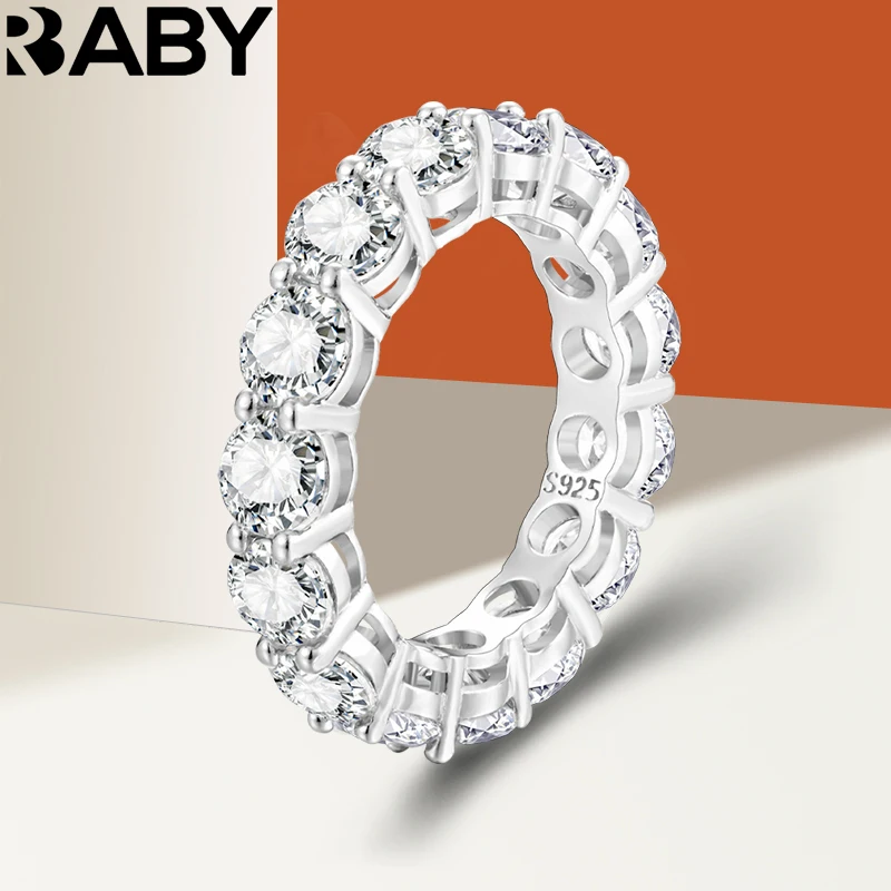 Buntowany pierścionek z moissanitem w kolorze 5 mm i 7 ct D 925 пробы platerowany białym złotem Obrączka ślubna Pierścionki wieczności