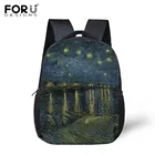 FORUDESIGNS, досуг, школьный рюкзак Ван Гога с пейзажами для девочек-подростков, рюкзаки для мальчиков, дорожная сумка, детский рюкзак