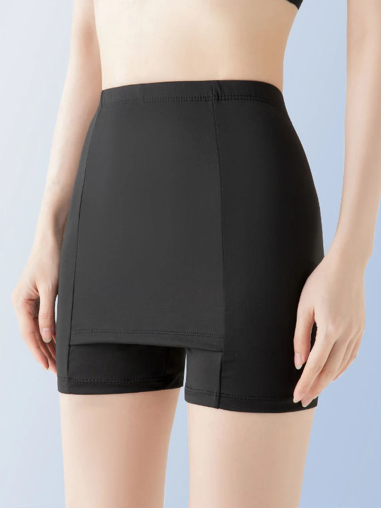 

Женские летние шорты INDJXND с высокой талией из ледяного шелка, тонкие двухслойные бесшовные шорты с юбкой