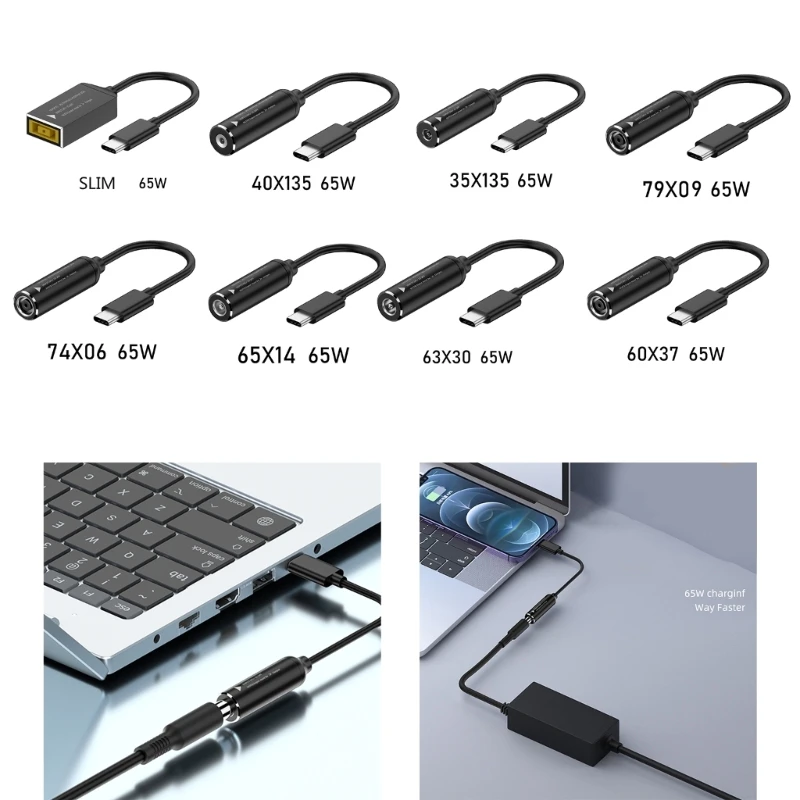 

Female to Type-C Male Adapter Cable up to 65W Output Support 5V9V12V15V20V 2.25A Output for PC Power Connector
