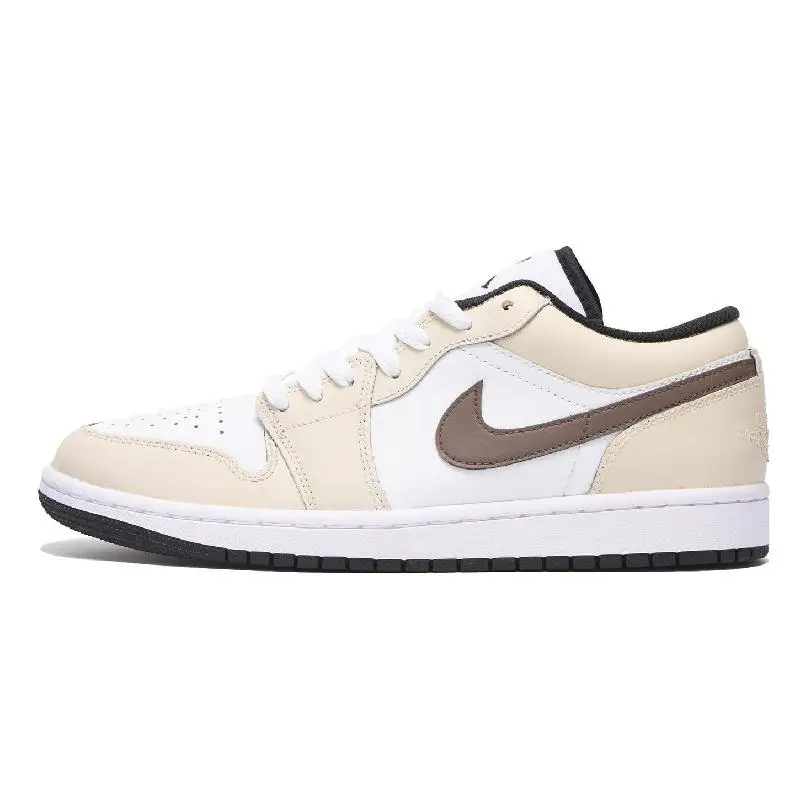 【Настроить】Винтажные баскетбольные кроссовки Air Jordan 1 мужские бежевые с низким