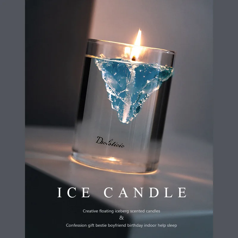 Floating Iceberg Scented Candles Set with Glass Cup Birthday Gift Wax Candle Valentines Day Ins Fragrance Candle Home Decoration