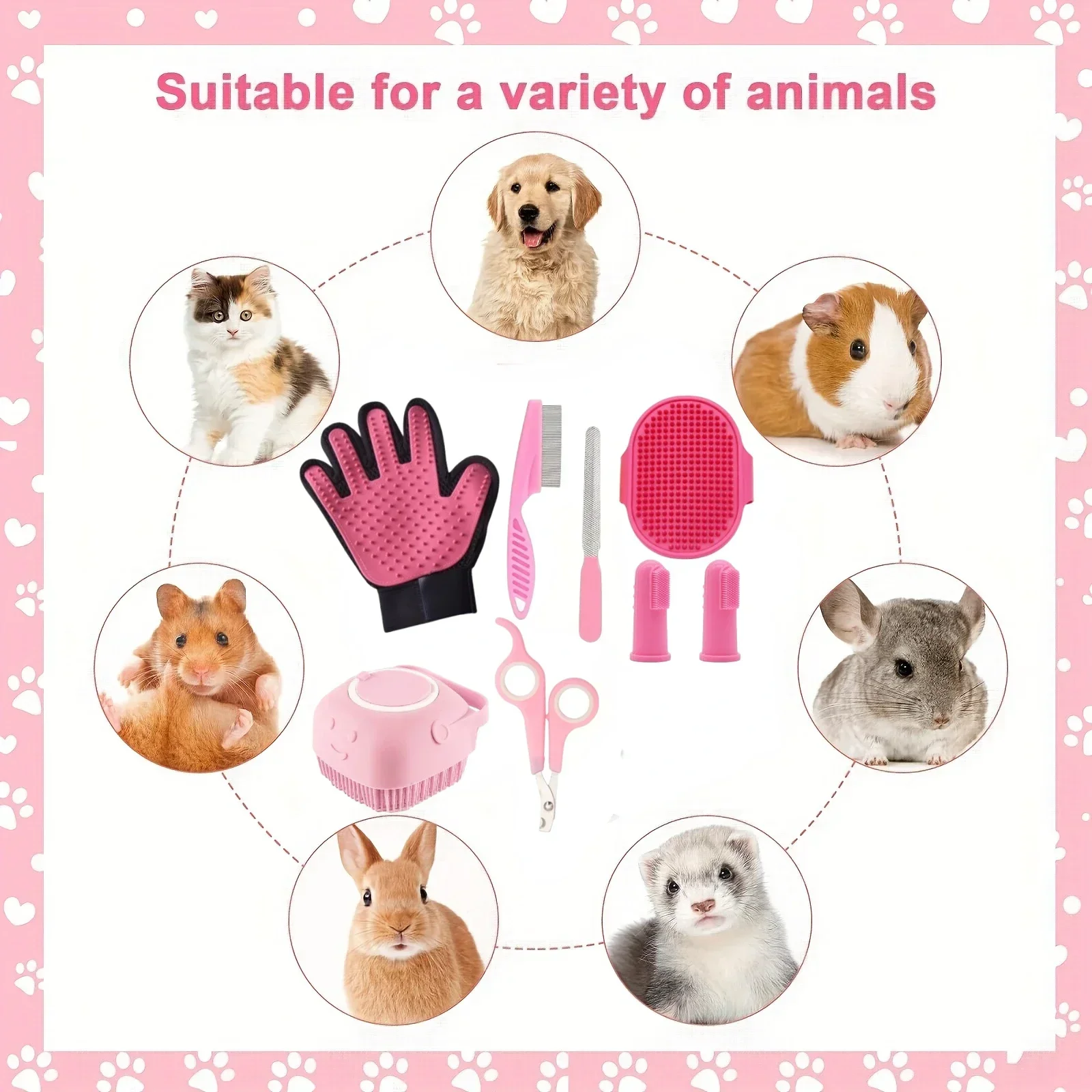 Домашний набор для ухода за собаками с 8 инструментами включая кусачки ногтей