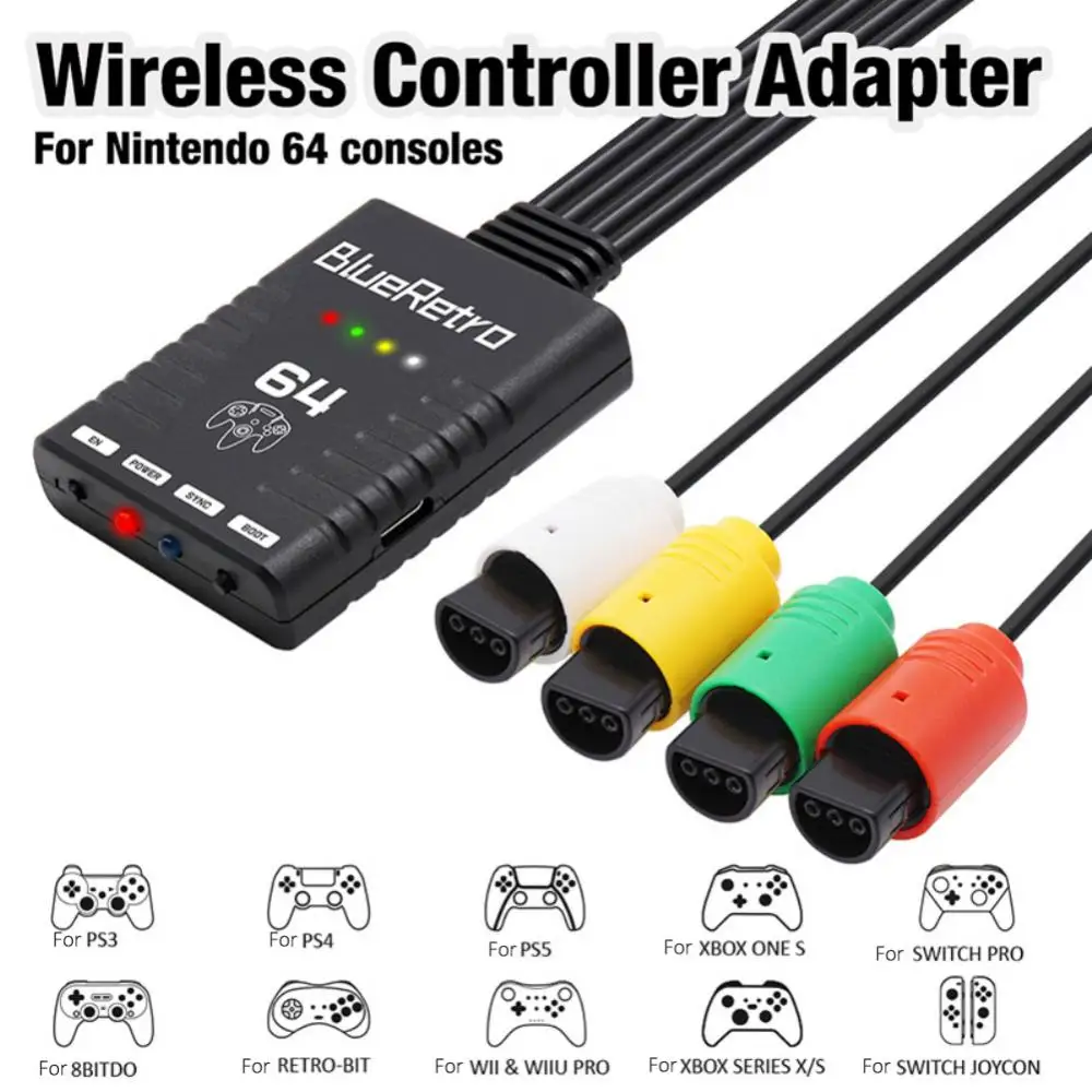 

1 To 4 Controllers Adapter Blueretro Multi-functional Reset Button Wireless Handle Adapter Controller Adapter Multiplayer