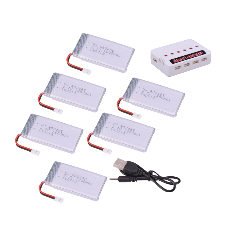 

6Pcs 3.7V 1600mAh Lipo Battery High Capacity For Drone RC Quadcopter Parts