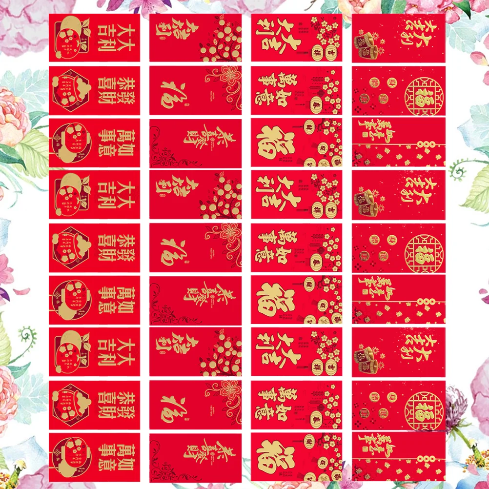 

36 шт., декоративный красный конверт в китайском стиле
