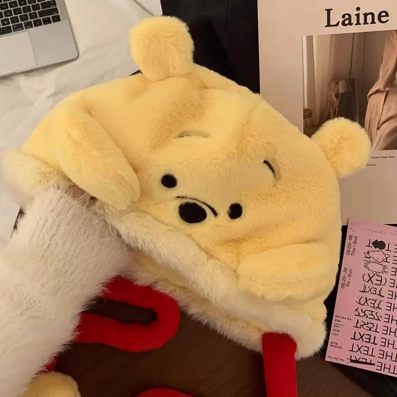 Аниме Винни Пух плюшевая шляпа Kawaii Girl утолщенная вкладка портативный