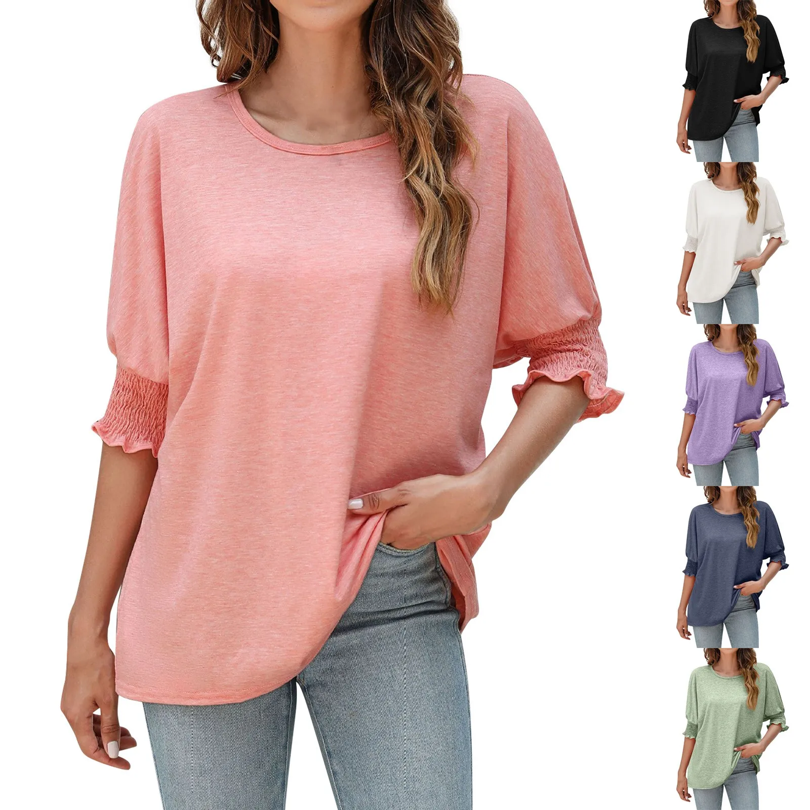 

Tops For Women 2023 Unique Skilled Casual Shirts Women Shirts And Tops Floral Three Quarter Sleeve Women Shirts Plus Size 티셔츠