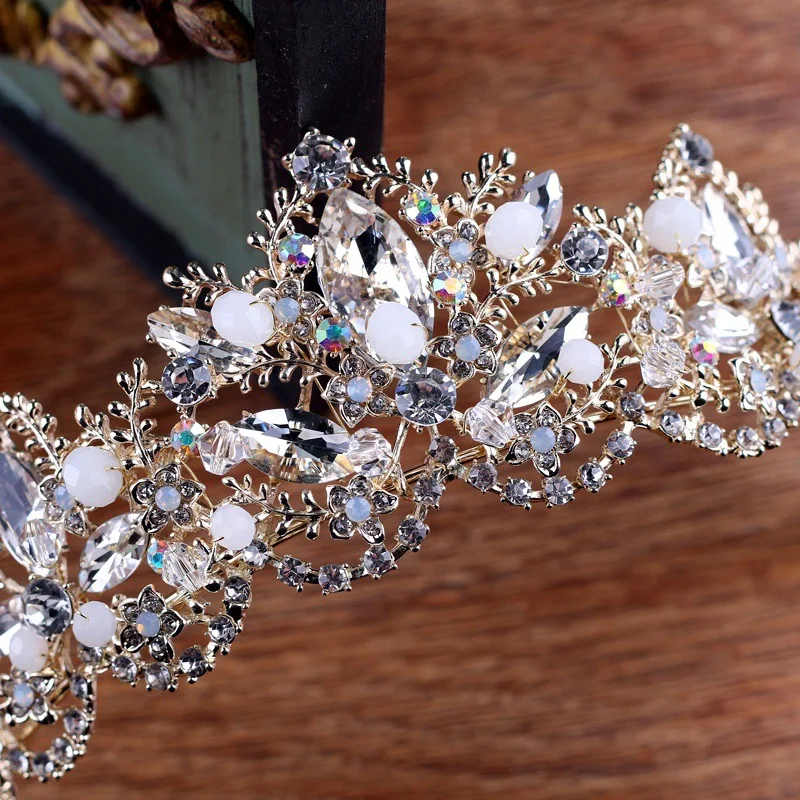 

New Baroque Wedding Party Headband Bride Crystal Inlaid Tiara and Headdress Women Rhinestone Luxury Crown Queen Hair Accessories