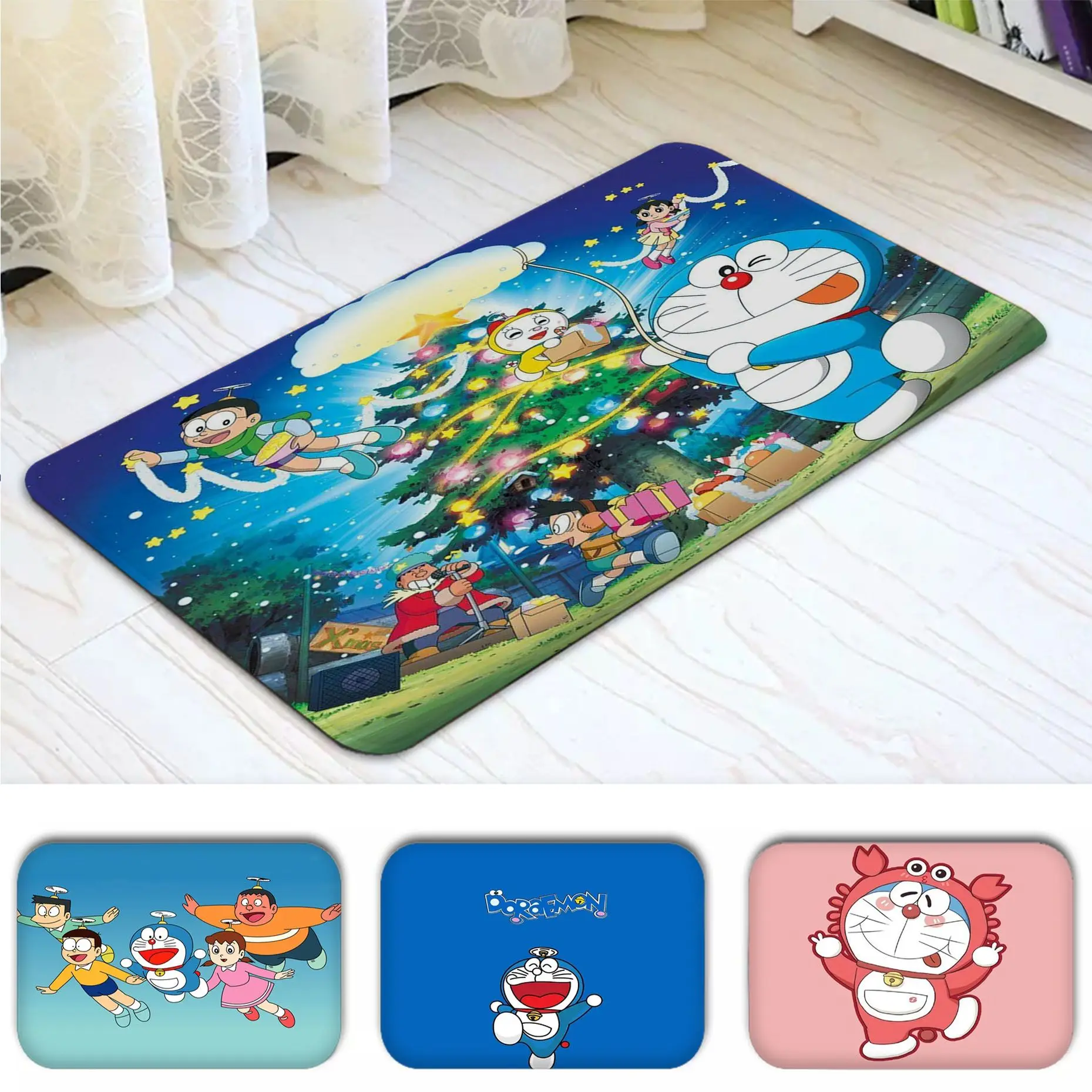 

Bandai Doraemon Room Mats Anti-slip Absorb Water Long Strip Cushion Bedroon Mat Modern Home Decor