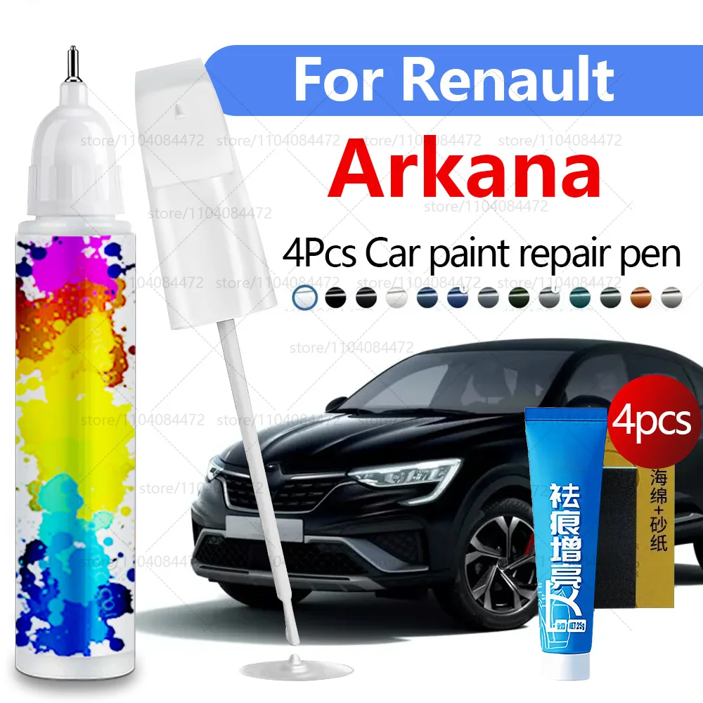 Фото Ручка для ремонта автомобильной краски для Renault Arkana 2021-2025 гг., аксессуары для ремонта царапин, 4 шт., черный, белый, оранжевый, синий, серый, красный №1