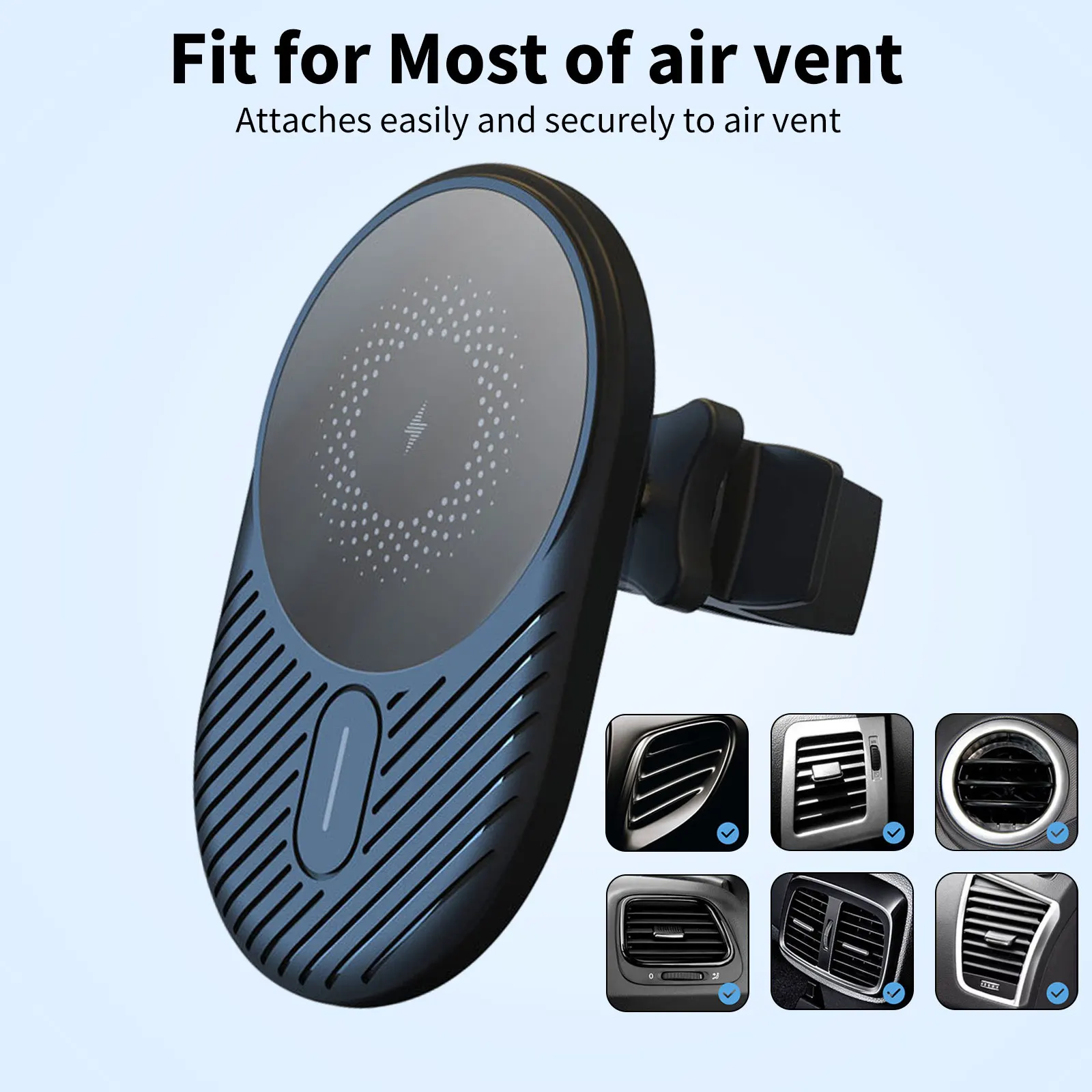 

Wireless Car Charger - Car Mount Phone Holder & Air Vent Swivel Phone Stand