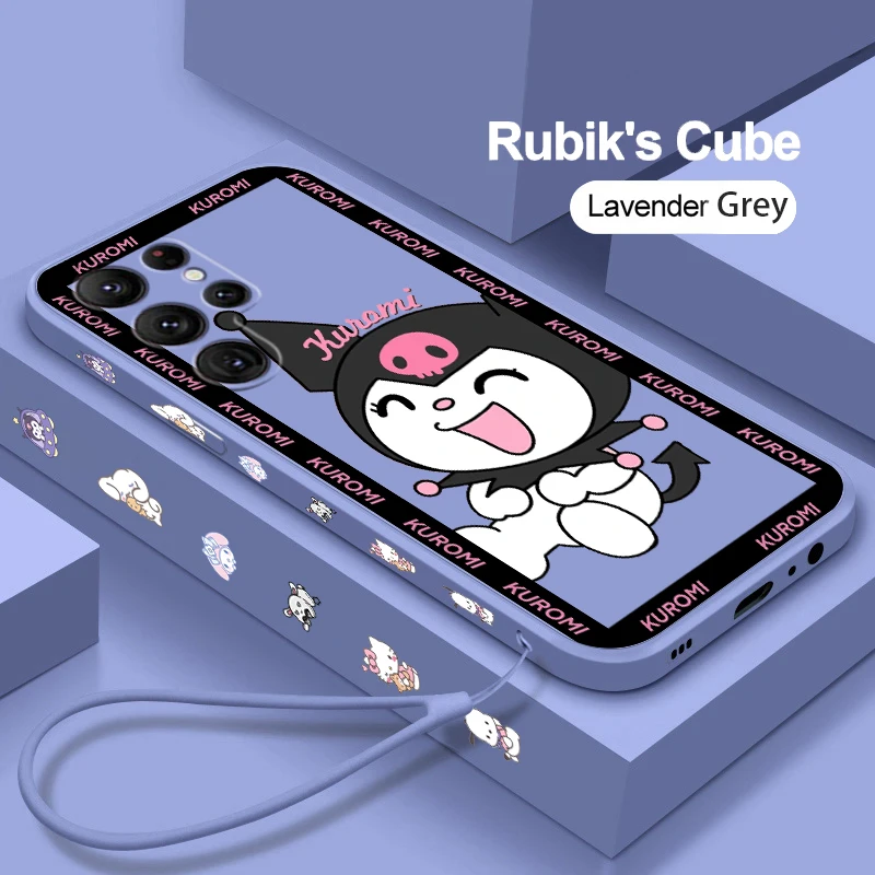

Sanrio Kulomi My Melody Love Phone Case For Samsung Galaxy S23 S22 S21 S20 FE S10 Plus Lite Ultra 4G 5G Liquid Left Rope Cover
