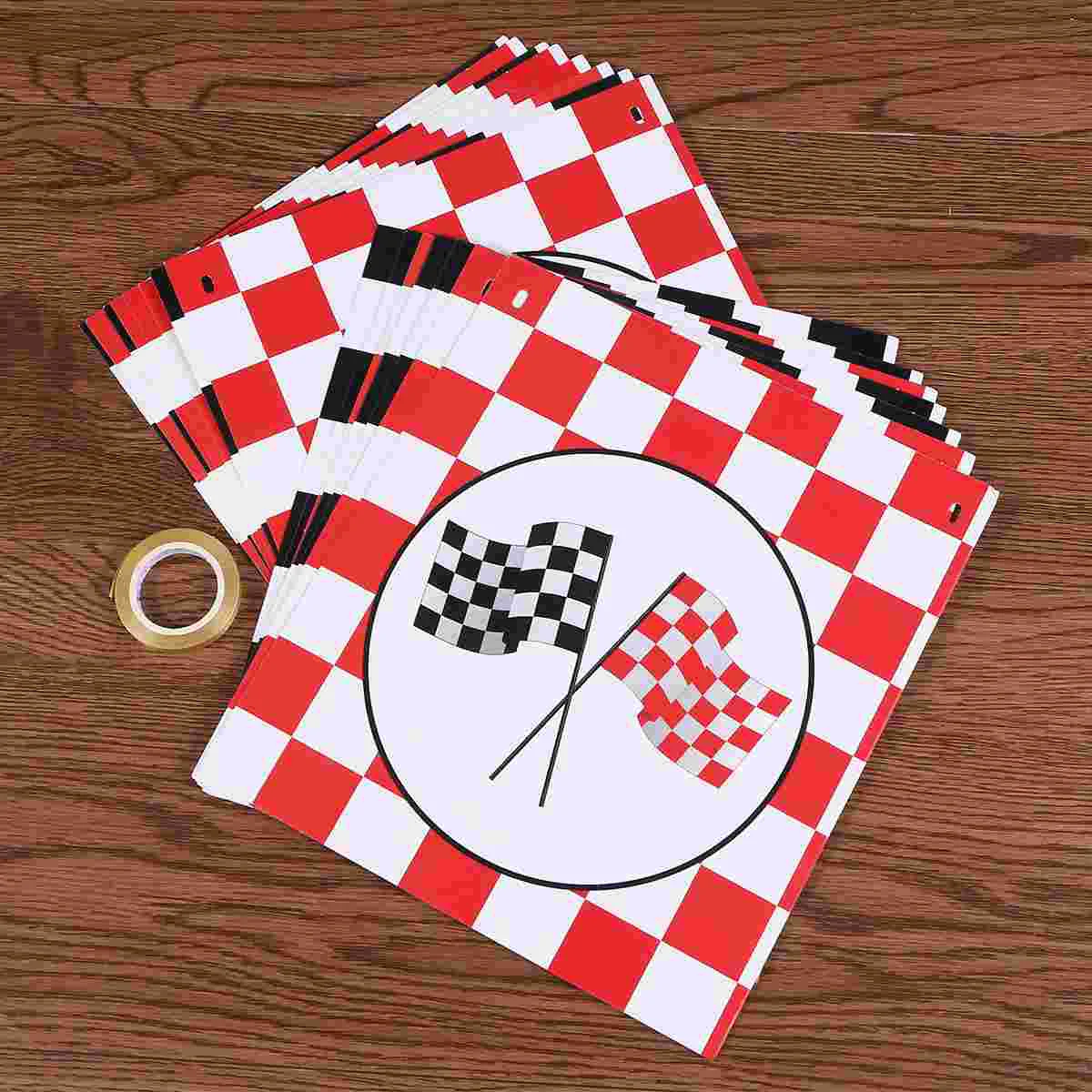 

Banner Party Checkered Racing Race Black White Car Flag Go Decor Theme Slet Birthday Bunting Decorations Flags Supplies