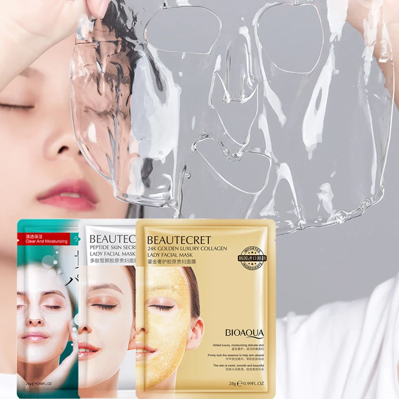 

12Pcs Crystal 24K Gold Collagen Mask Anti-aging Hydrating Remove Fine Lines Facial Mask Sheets Whole Sale Set Peptide Masks