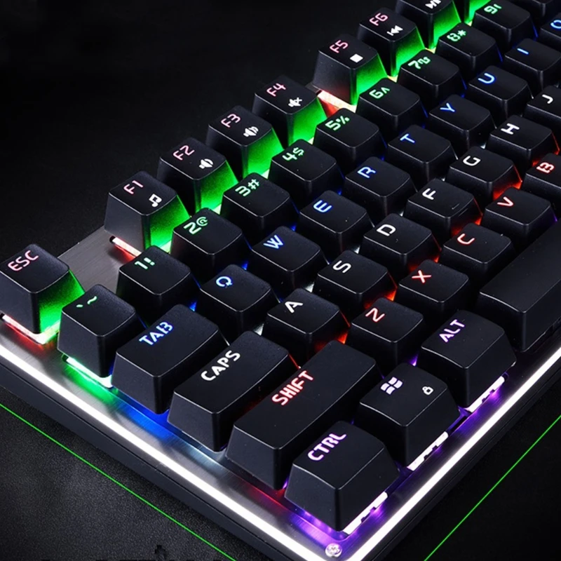 

USB Gaming Keyboard 104 Keys with Rainbow Backlit Wired Compact Mechanical Keyboard for Gamers and Typists K1KF
