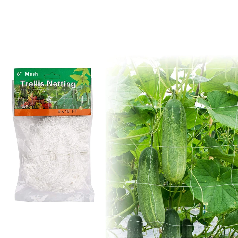 

5 x 15FT Trellis Netting Heavy-Duty Polyester Plant Trellis Netting for Climbing Plant Fruits Vegetables Vines Grow Tents1.67*5M