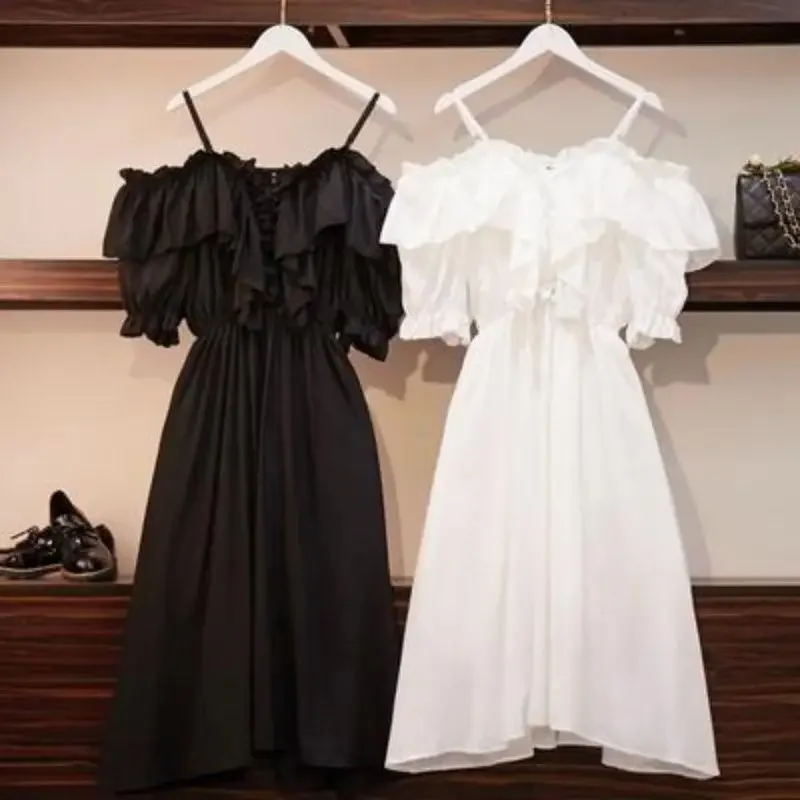 2024 новый стиль французское мягкое сказочное платье с рюшами по краям для женщин